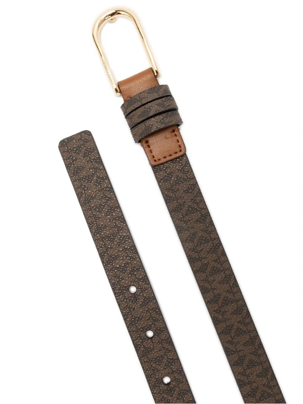 Michael Kors Burgundy Logo Slim Belt with Gold Buckle